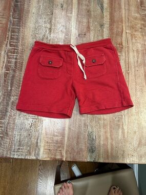 Vintage Red Drawstring Pocket French Terry Shorts from Knitted Dove